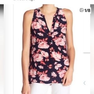 Joie ,SizeM,Floral Sleeveless Silk Blouse - Pink,Red and Black